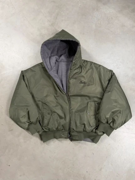REVERSIBLE HOODED BOMBER JACKET