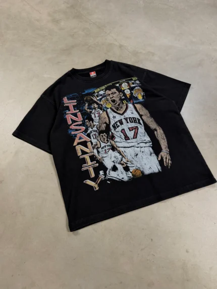 LINSANITY TEE IN VINTAGE BLACK